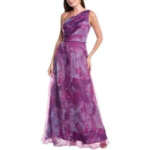 Rene Ruiz Womens  One-Shoulder Organza Gown, Purple